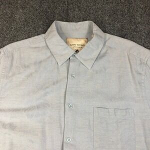 Island Republic Vintage Collection Mens XL Blue Tropical Jacquard SS Button Down